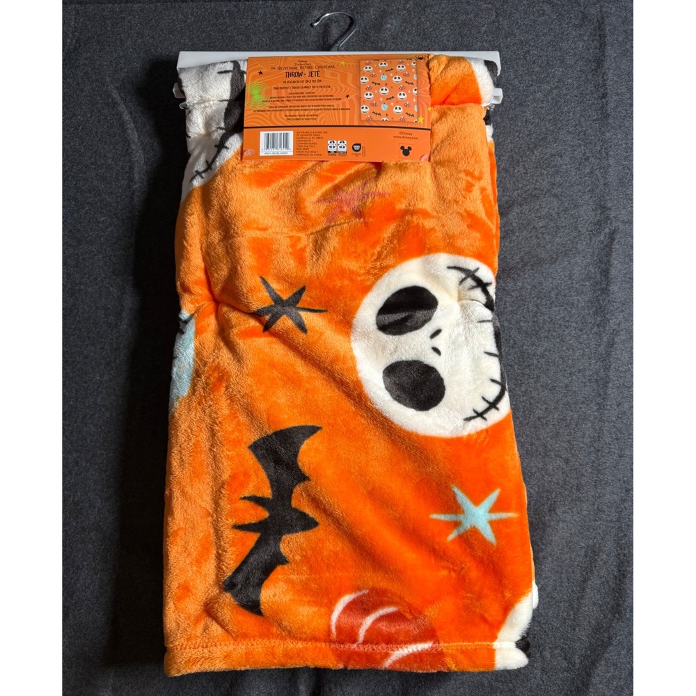 Disney Nightmare Before Christmas Jack Skellington Orange Throw Blanket 46x60